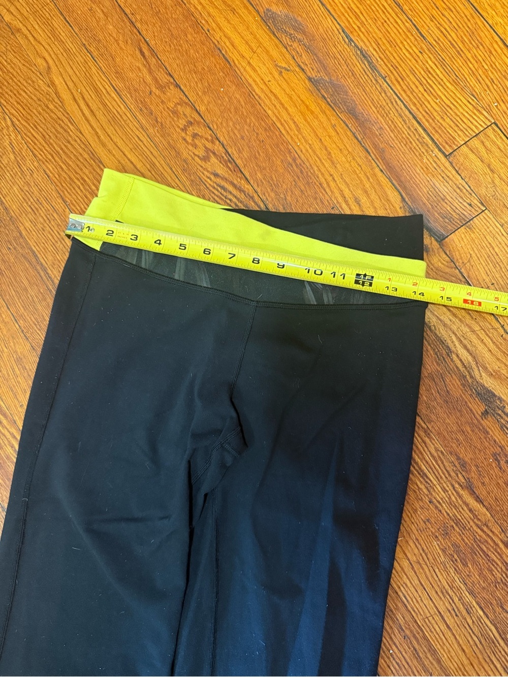 lululemon athletica Black Leggings with Neon Yellow Waistband